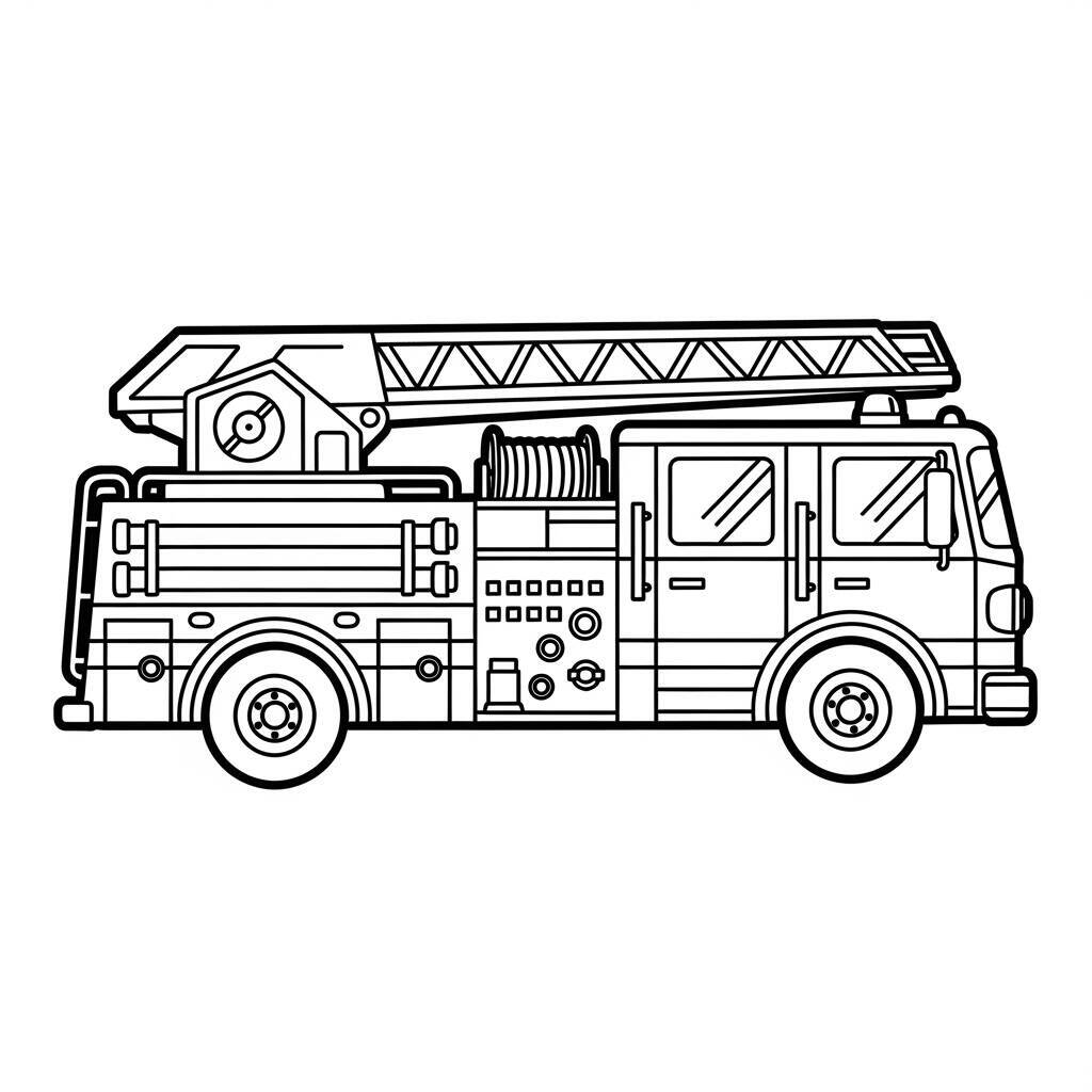 Desenho de Carro de Bombeiros para Colorir