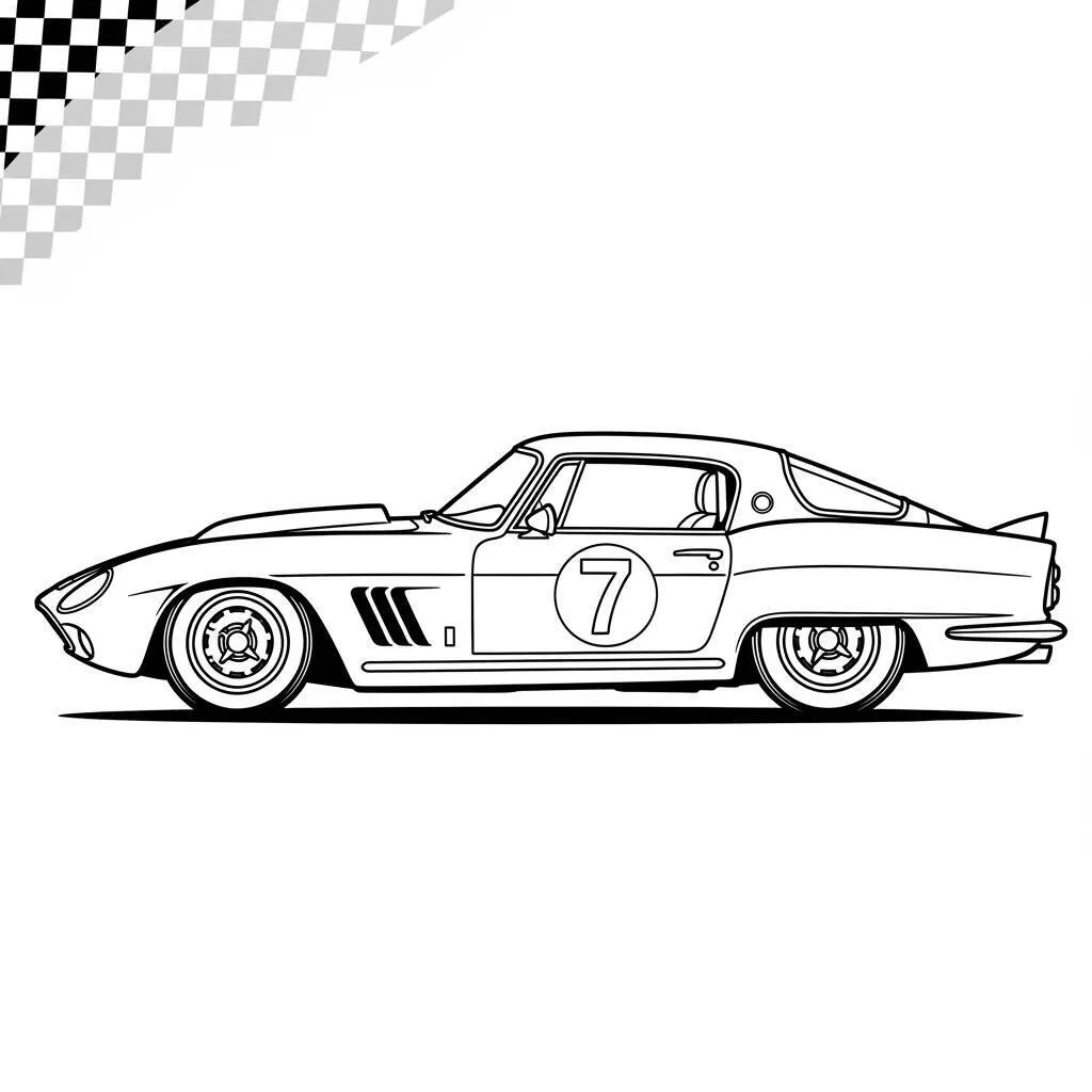 Desenho de Carro de Corrida Clássico para Colorir