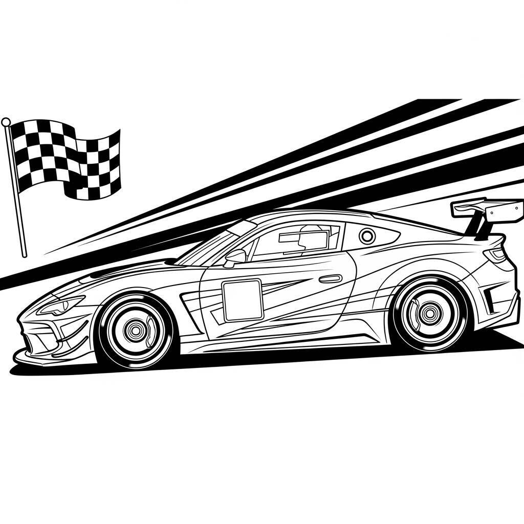 Desenho de Carro de Corrida para Colorir