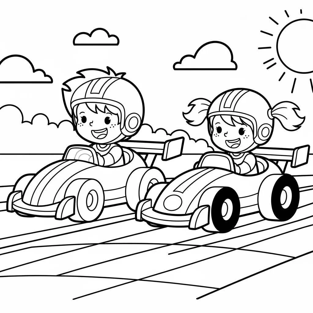Desenho de Carro de Corrida para Crianças para Colorir