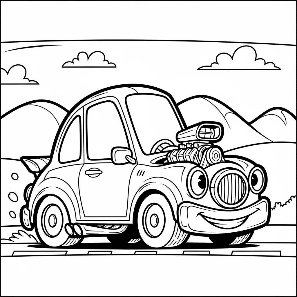 Cartoon-Auto-Malseite