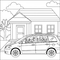 Desenho de Carro de Família para Colorir