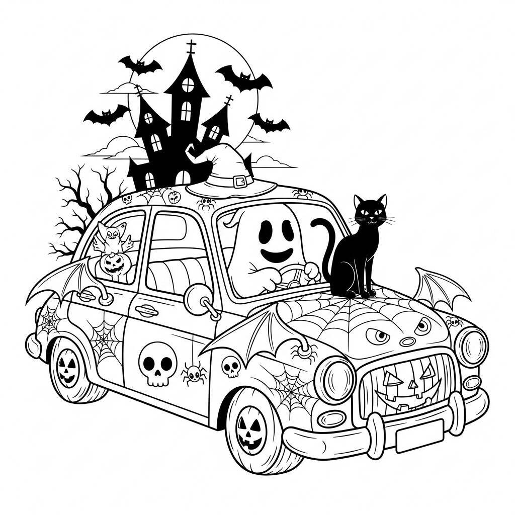 Halloween-Auto-Malseite