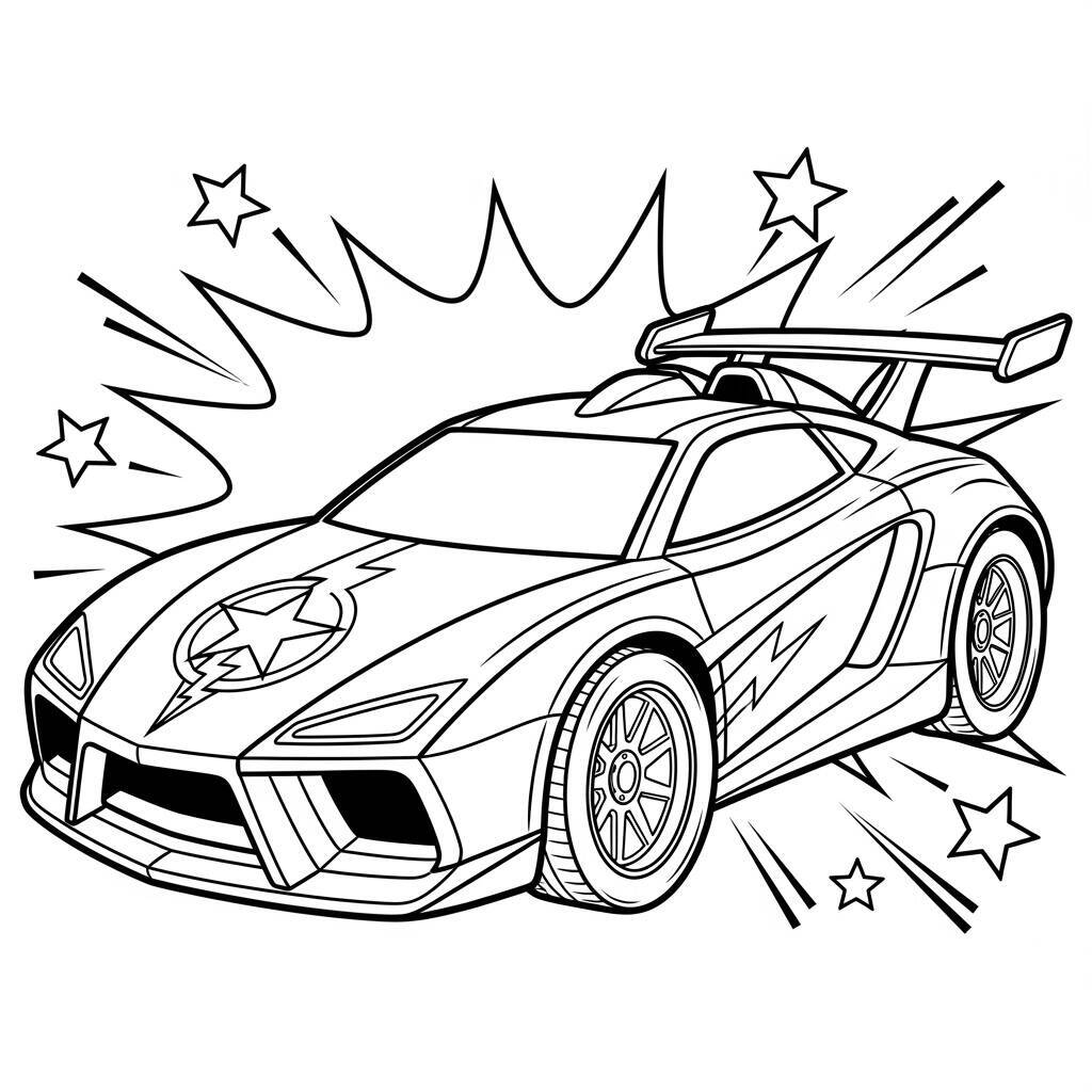 Superhelden-Auto-Malseite
