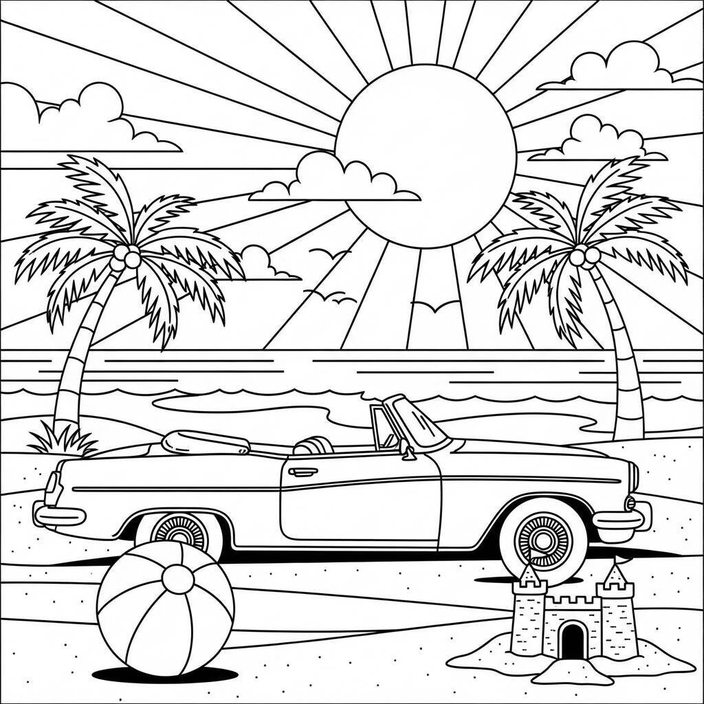 Malvorlage Sommerauto