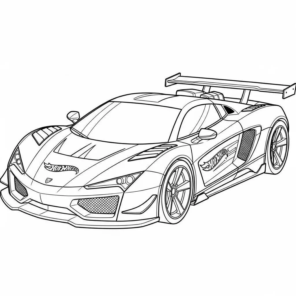 Desenho de Carros Hot Wheels Realista para Colorir