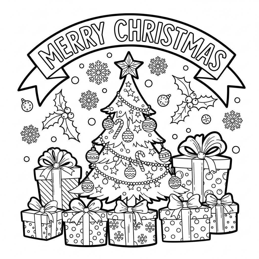 Coloriage de carte de Noël