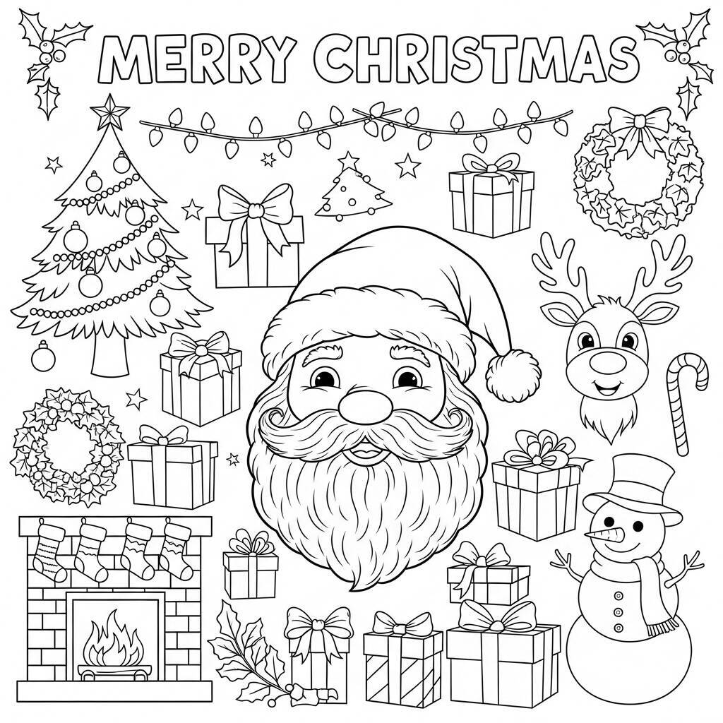 Coloriage de carte de Noël