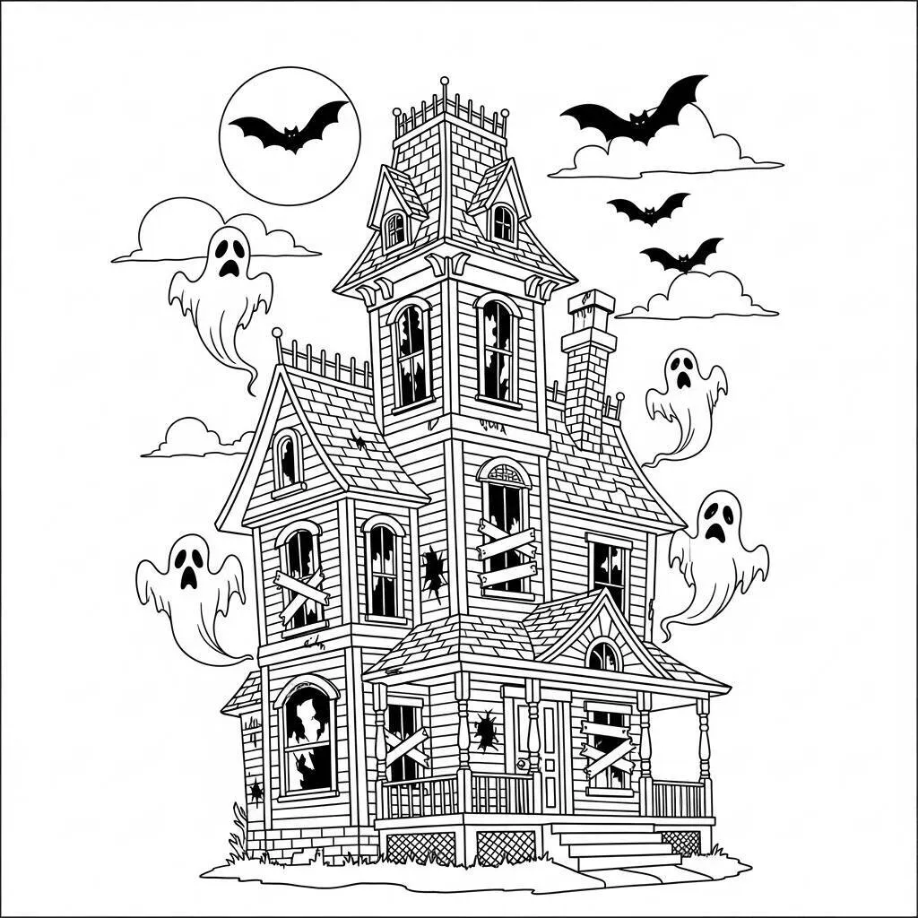 Desenho-de-Casa-Assombrada-para-Colorir Desenho de Casa Assombrada para Colorir