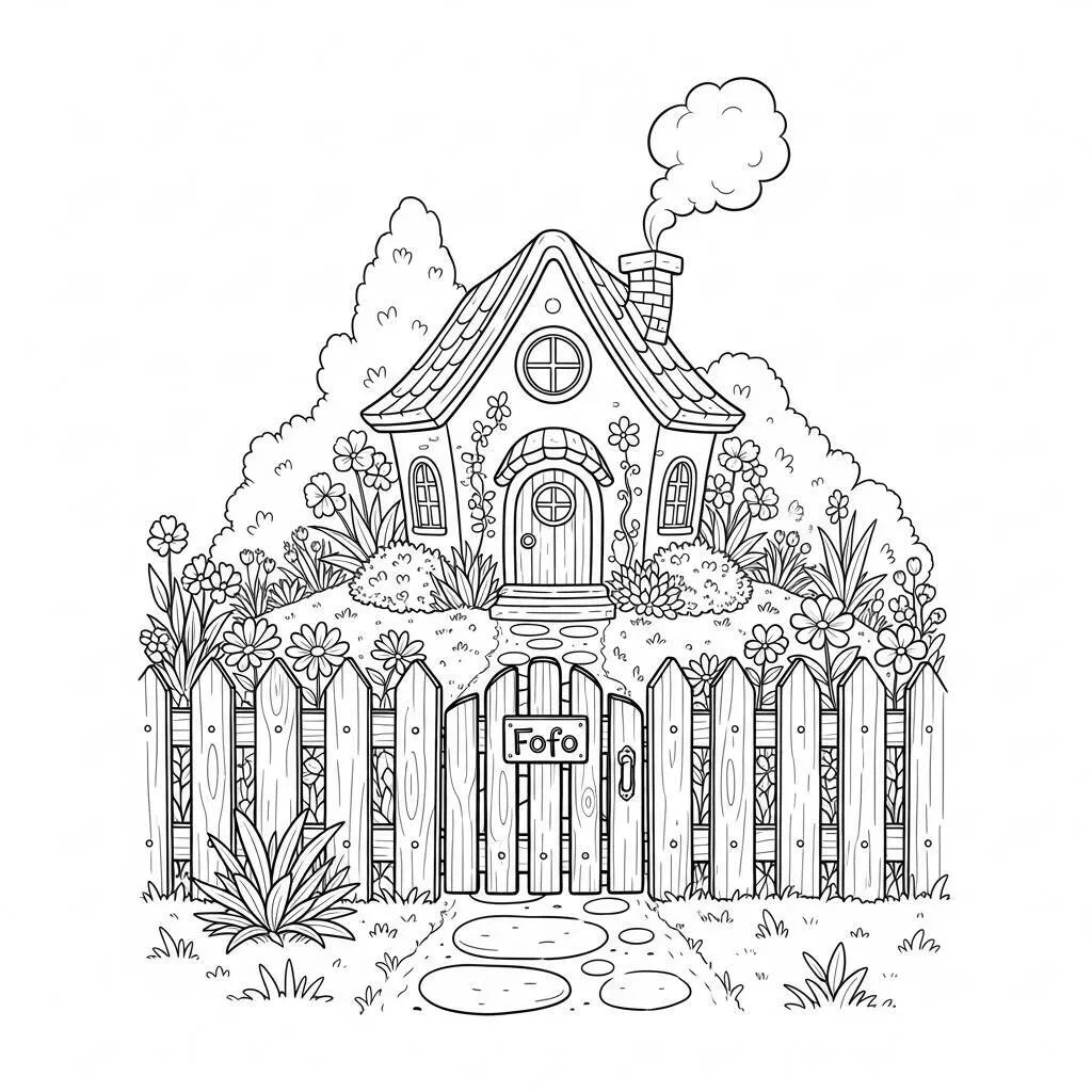 Desenho de Casa Fofo para Colorir