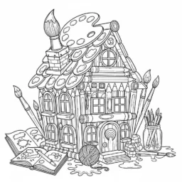 Desenho de Casa de Artesanato para Colorir