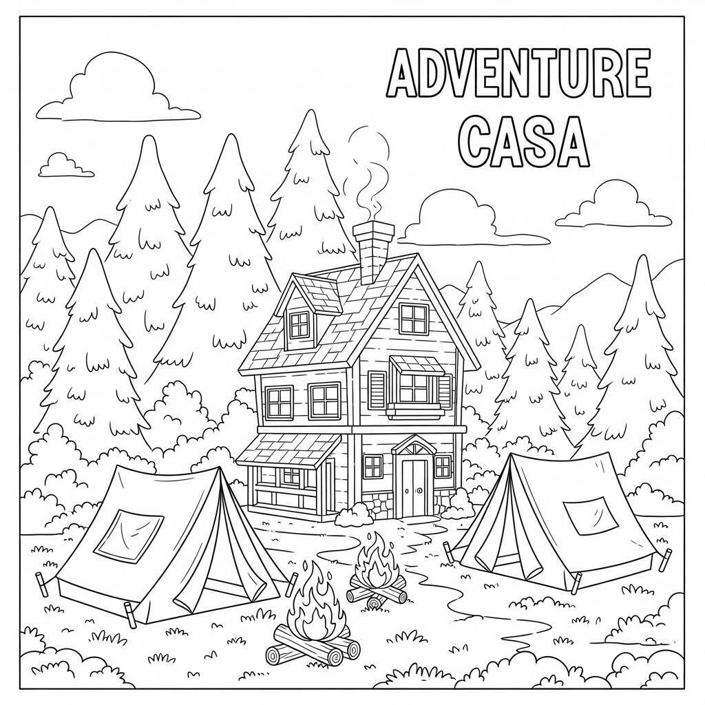 Pagina da colorare di Casa Avventura