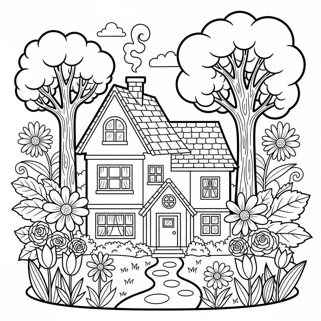 Desenho de Casa de Campo para Colorir