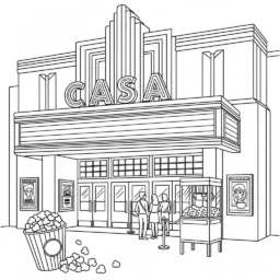 Desenho de Casa de Cinema para Colorir