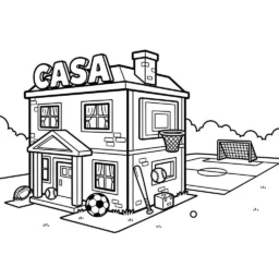 Desenho de Casa de Esportes para Colorir