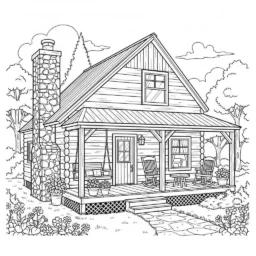 Desenho de Casa de Estilo Rústico para Colorir