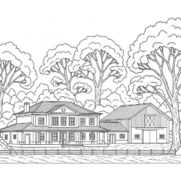 Coloriage de maison de ferme