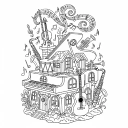 Desenho de Casa de Música para Colorir