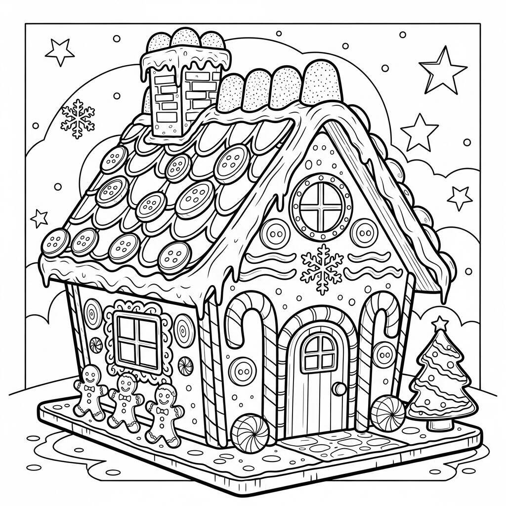 Coloriage maison en pain d'épice
