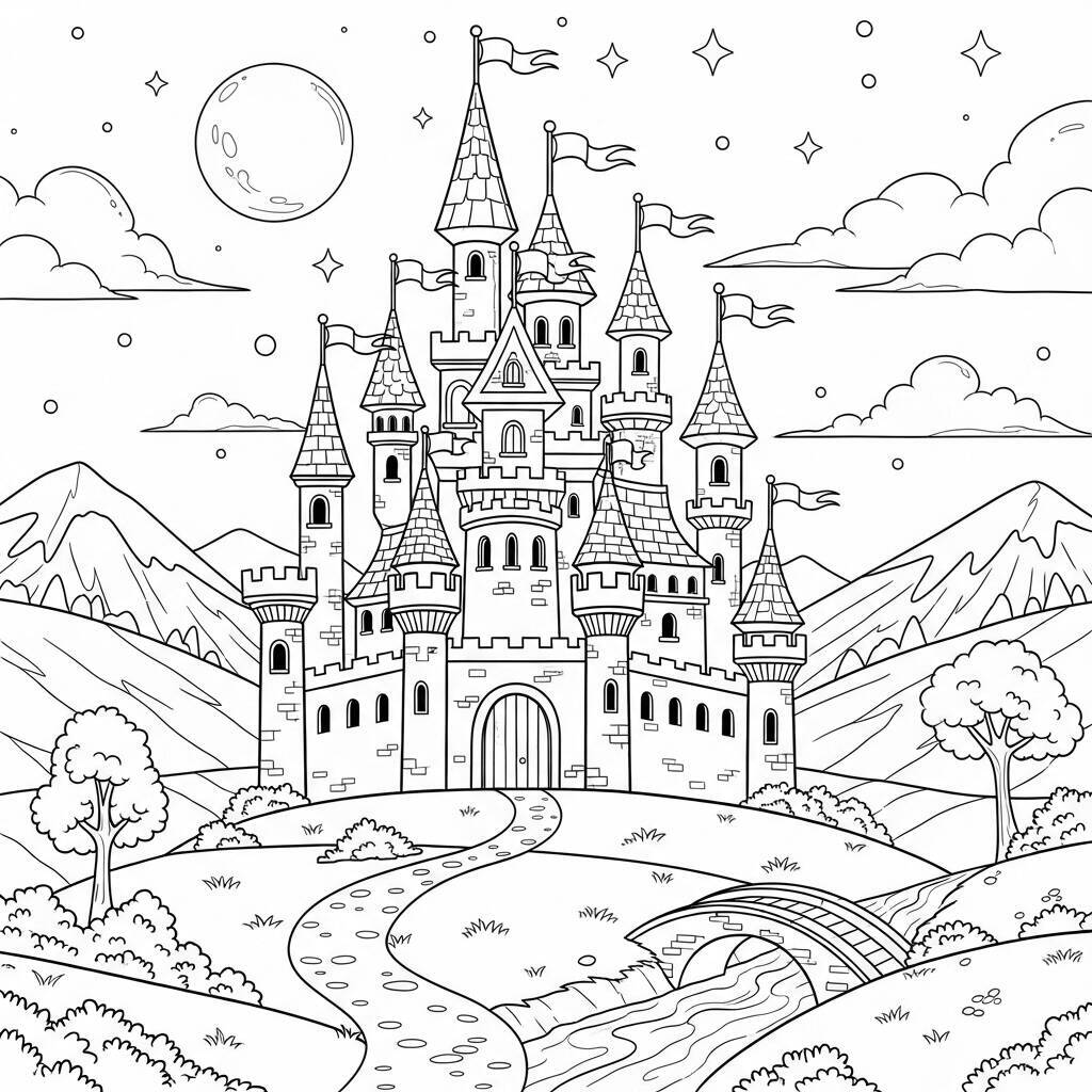 Pagina da colorare del castello