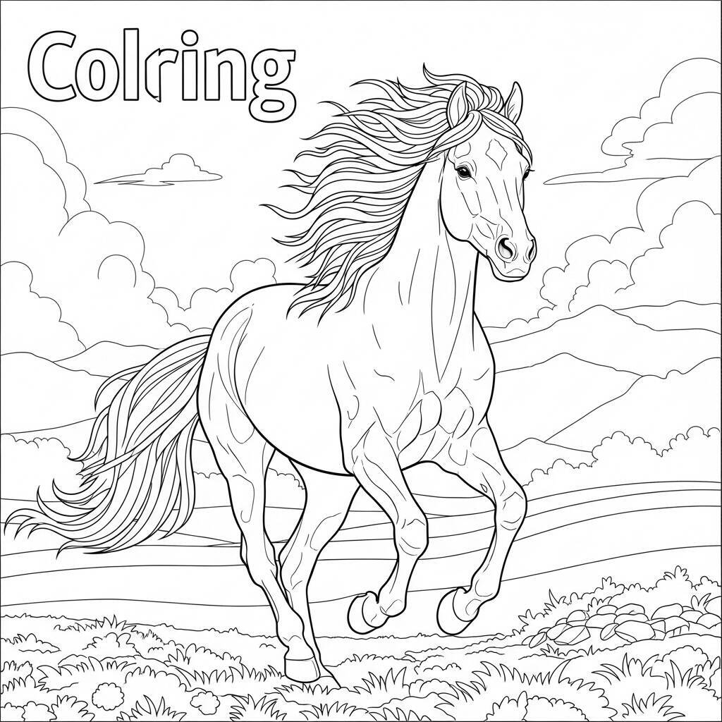 Coloriage cheval au galop