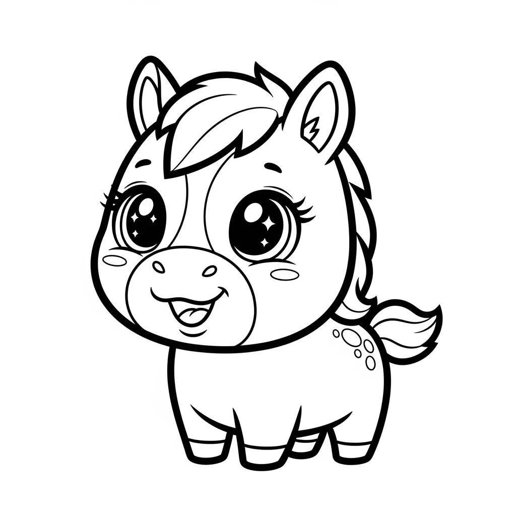 Desenho de Cavalo Kawaii para Colorir