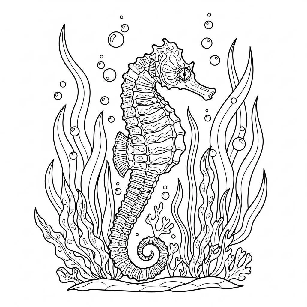 Desenho de Cavalo Marinho para Colorir