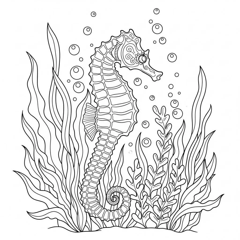 Desenho de Cavalo Marinho para colorir