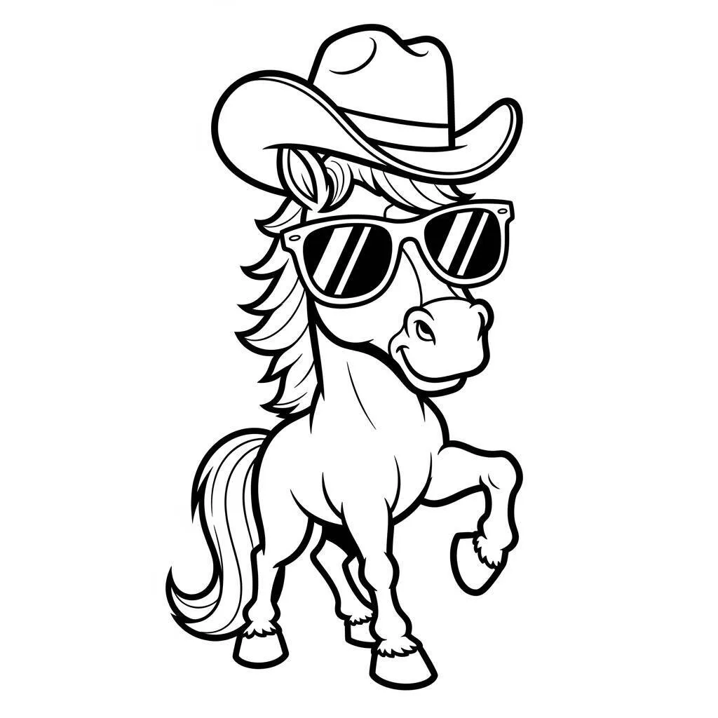 Desenho-de-Cavalo-com-Chapeu-para-Colorir Desenho de Cavalo com Chapéu para Colorir