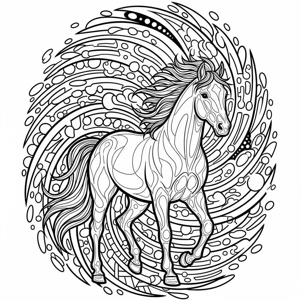 Desenho de Cavalo com Cores Brilhantes para Colorir