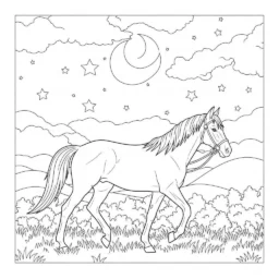 Desenho de Cavalo com Estrelas para Colorir
