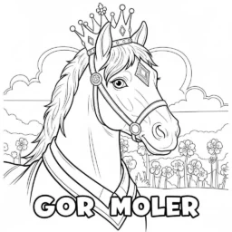 Desenho de Cavalo com Fantasia para Colorir