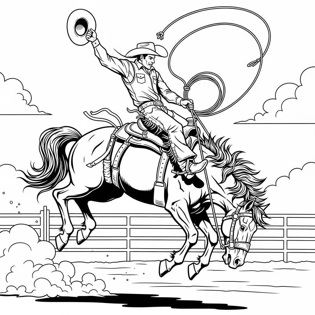 Kolorowanka z koniem rodeo