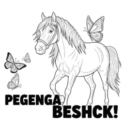 Desenho de Cavalo e Borboleta para Colorir
