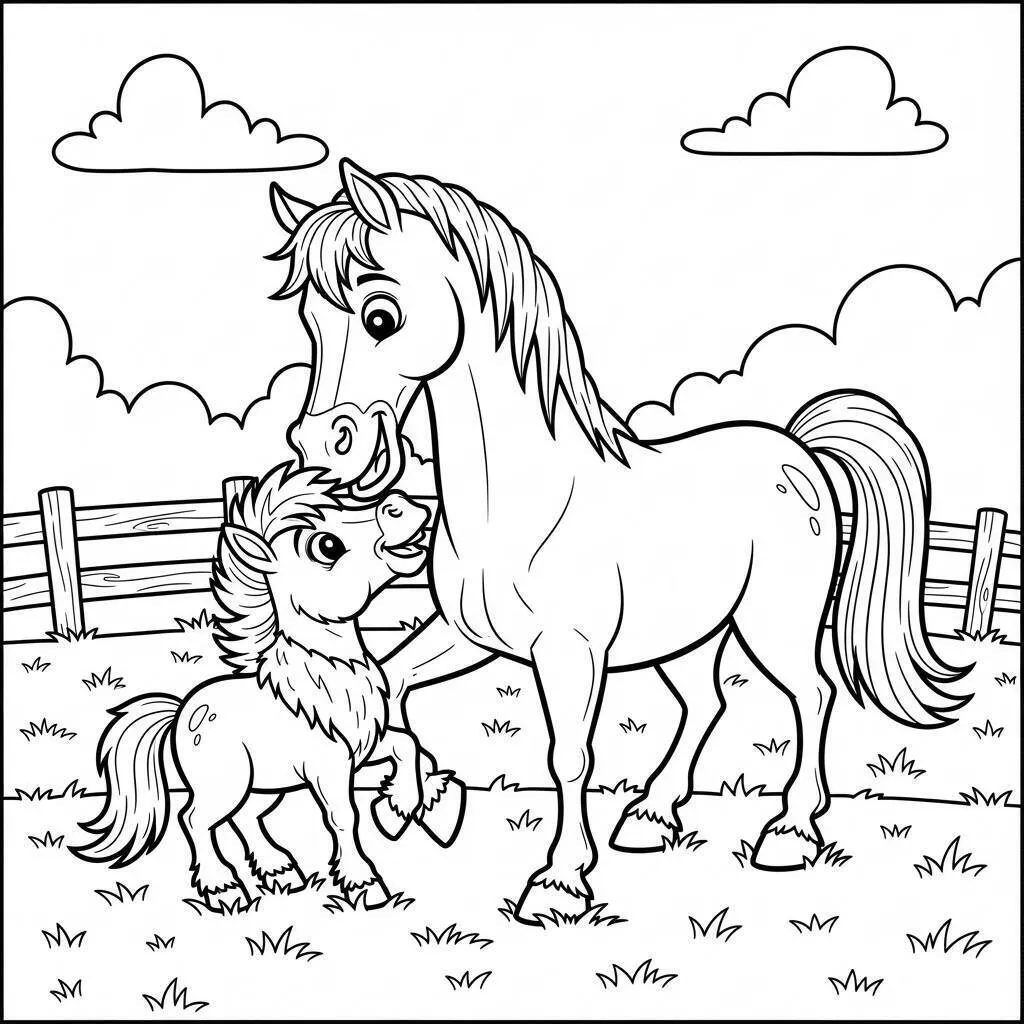 Desenho-de-Cavalo-e-Ponei-para-Colorir Desenho de Cavalo e Pônei para Colorir