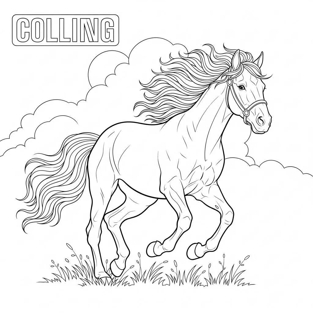 Desenho de Cavalo em Movimento para Colorir