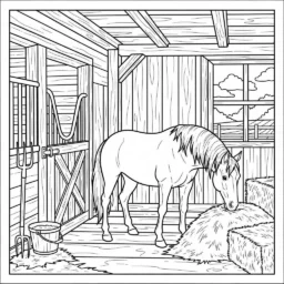Desenho de Cavalo na Fazenda para Colorir