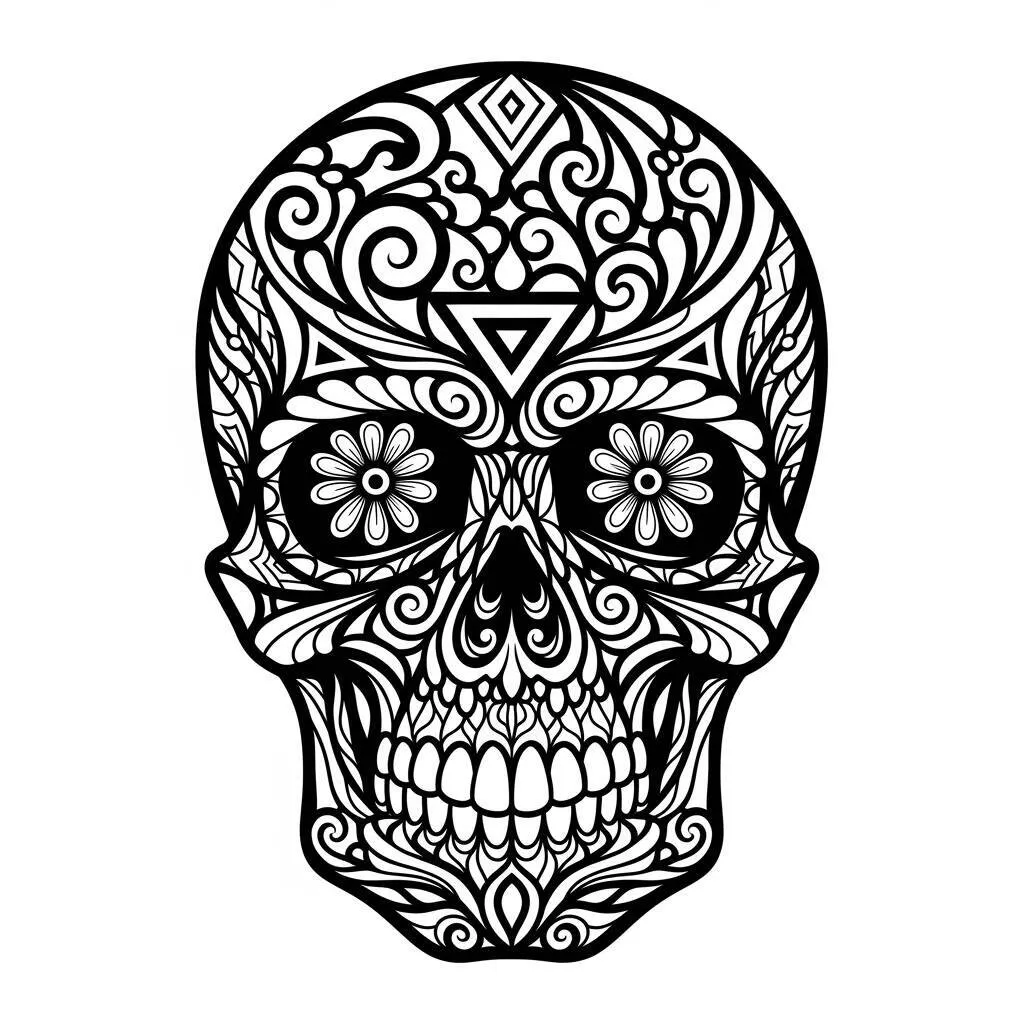 Desenho-de-Caveira-Decorativa-para-Colorir Desenho de Caveira Decorativa para Colorir