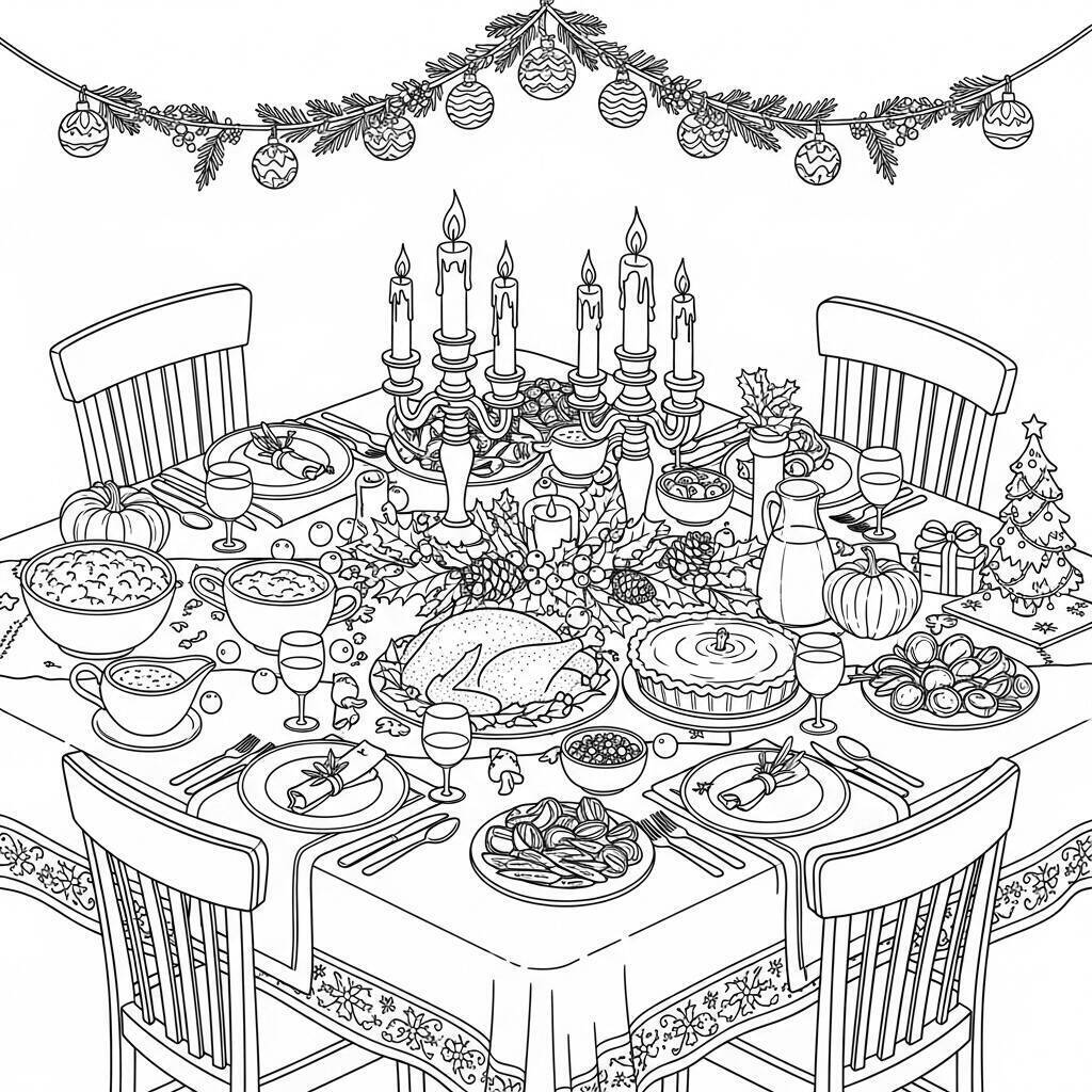 Coloriage du dîner de Noël