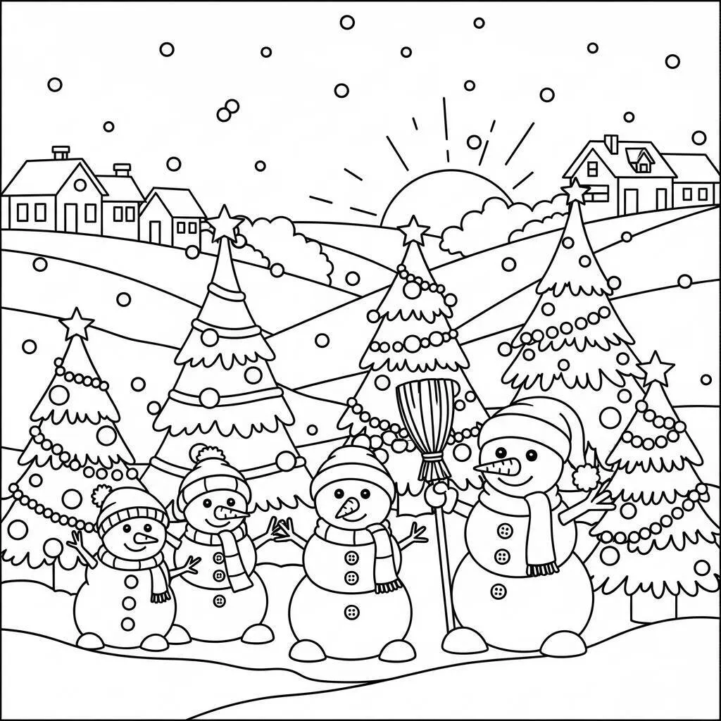 Desenho de Cenas de Inverno para Colorir