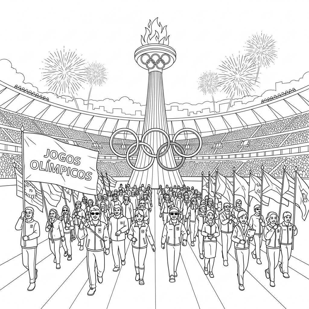 Desenho de Cerimônia de Abertura para Colorir
