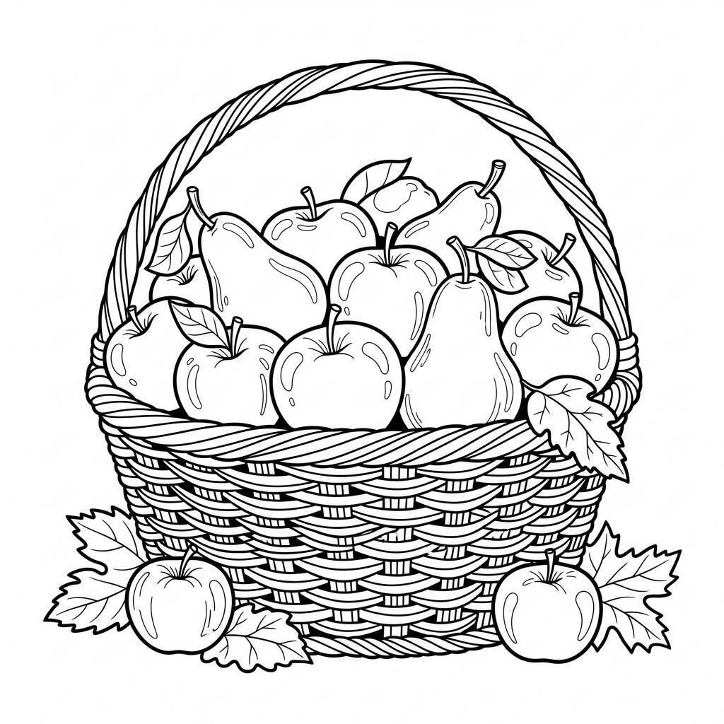 Coloriage de la corbeille de fruits d'automne