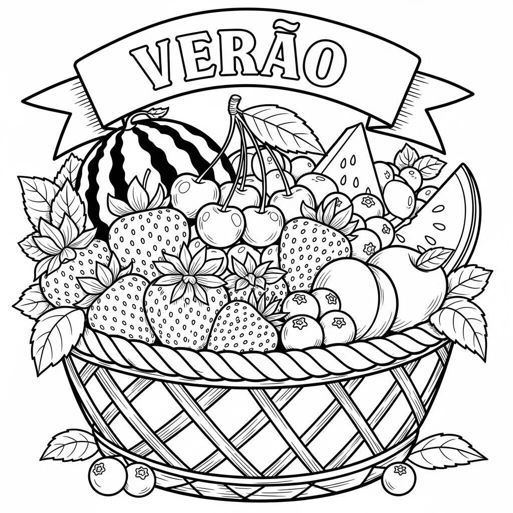 Coloriage Corbeille de Fruits