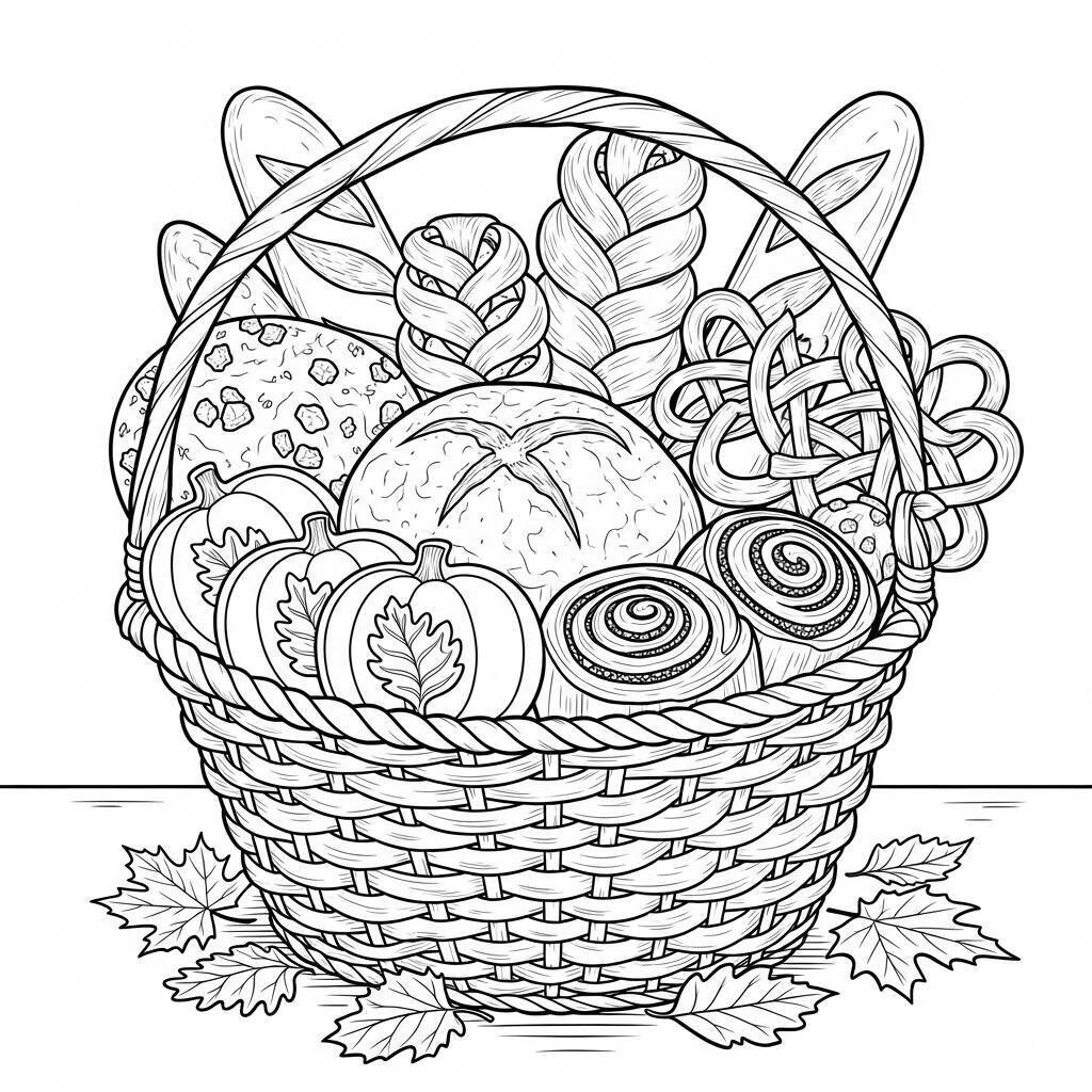 Coloriage de la corbeille à pain d'automne