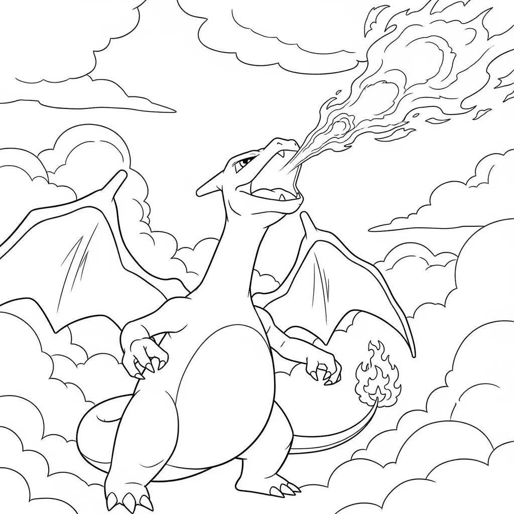 Desenho-de-Charizard-para-Colorir Pagina da colorare di Charizard