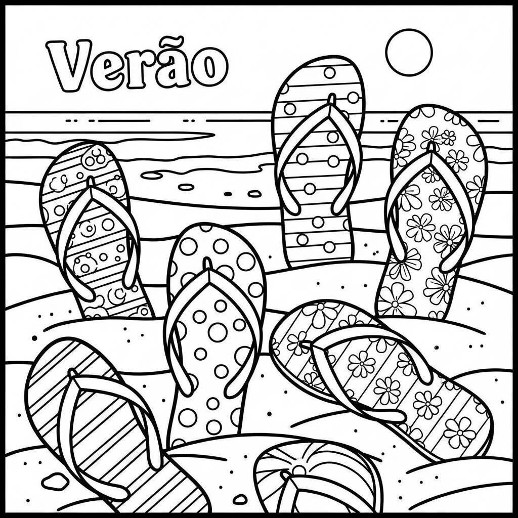 Coloriage de pantoufles d'été