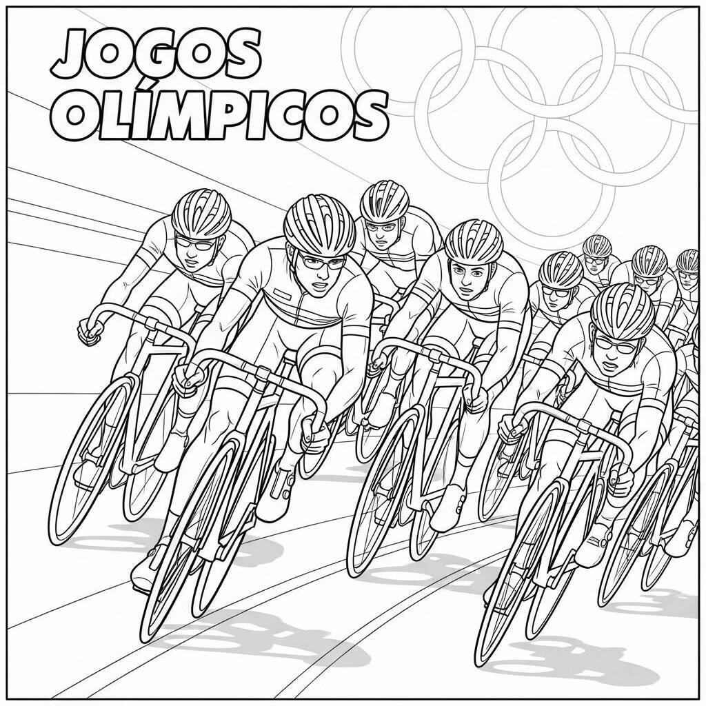 Desenho de Ciclistas para Colorir
