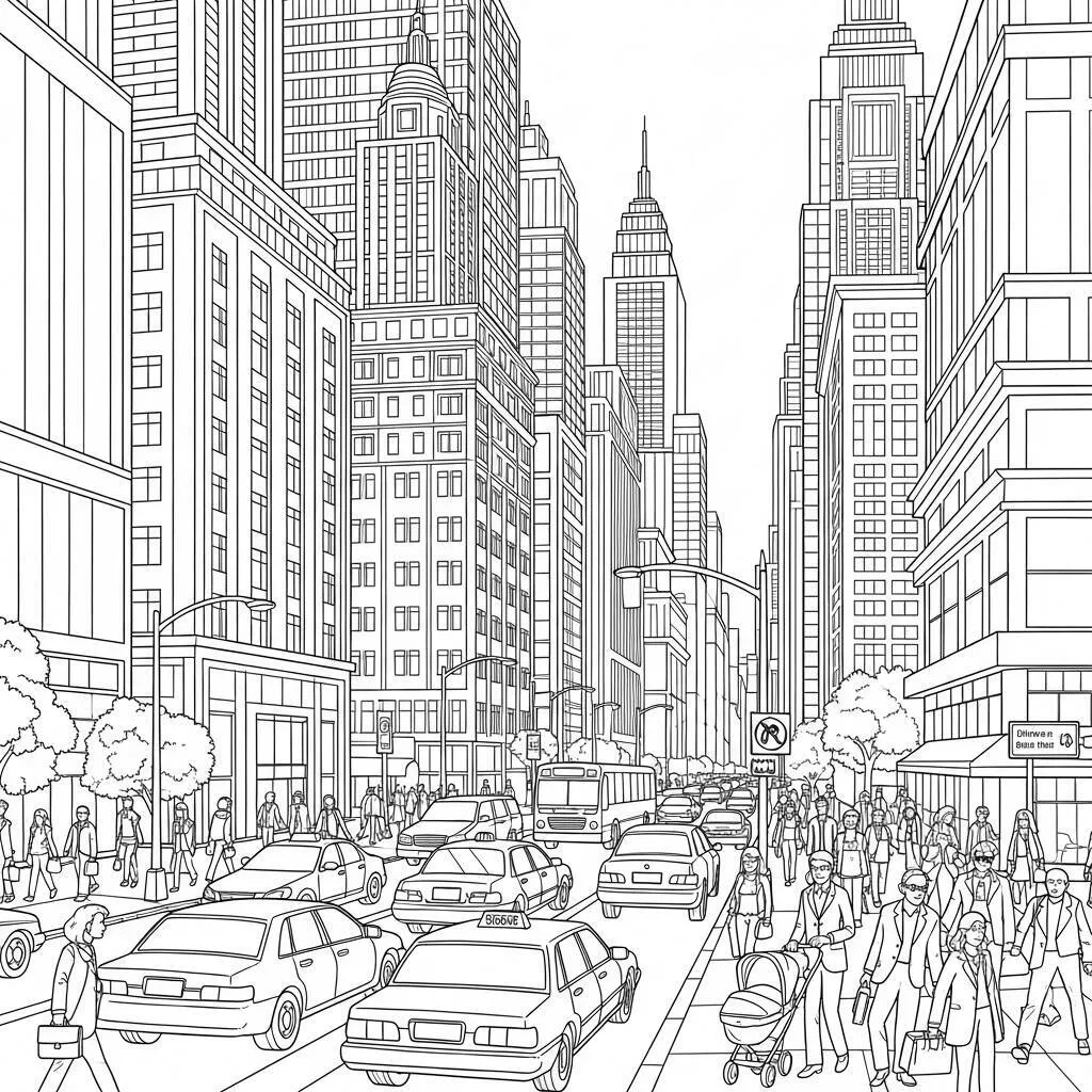 Desenho de Cidade para Colorir