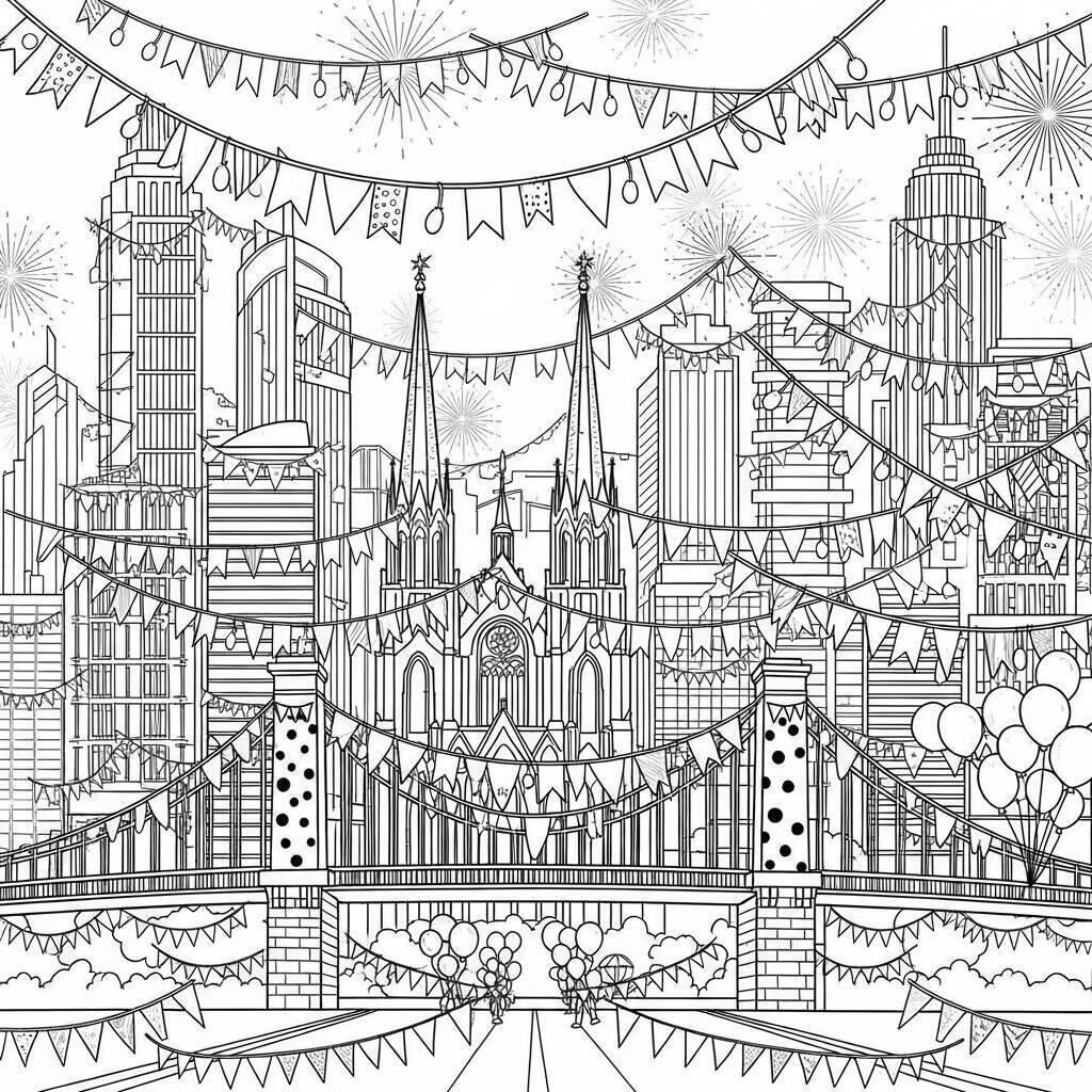 Desenho de Cidades do Carnaval para Colorir