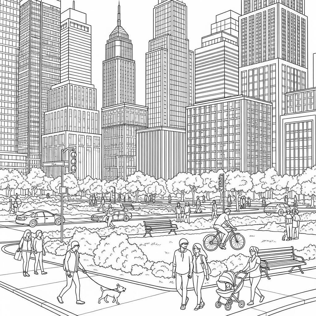 Cities Coloring Page